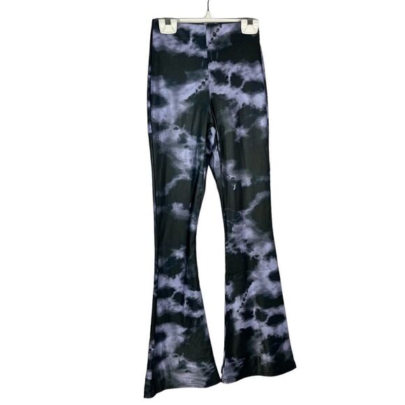 Topshop Purple and Black Tie-Die Flared  Leg Mid-Rise Leggings Size 4 Petite - Picture 3 of 15